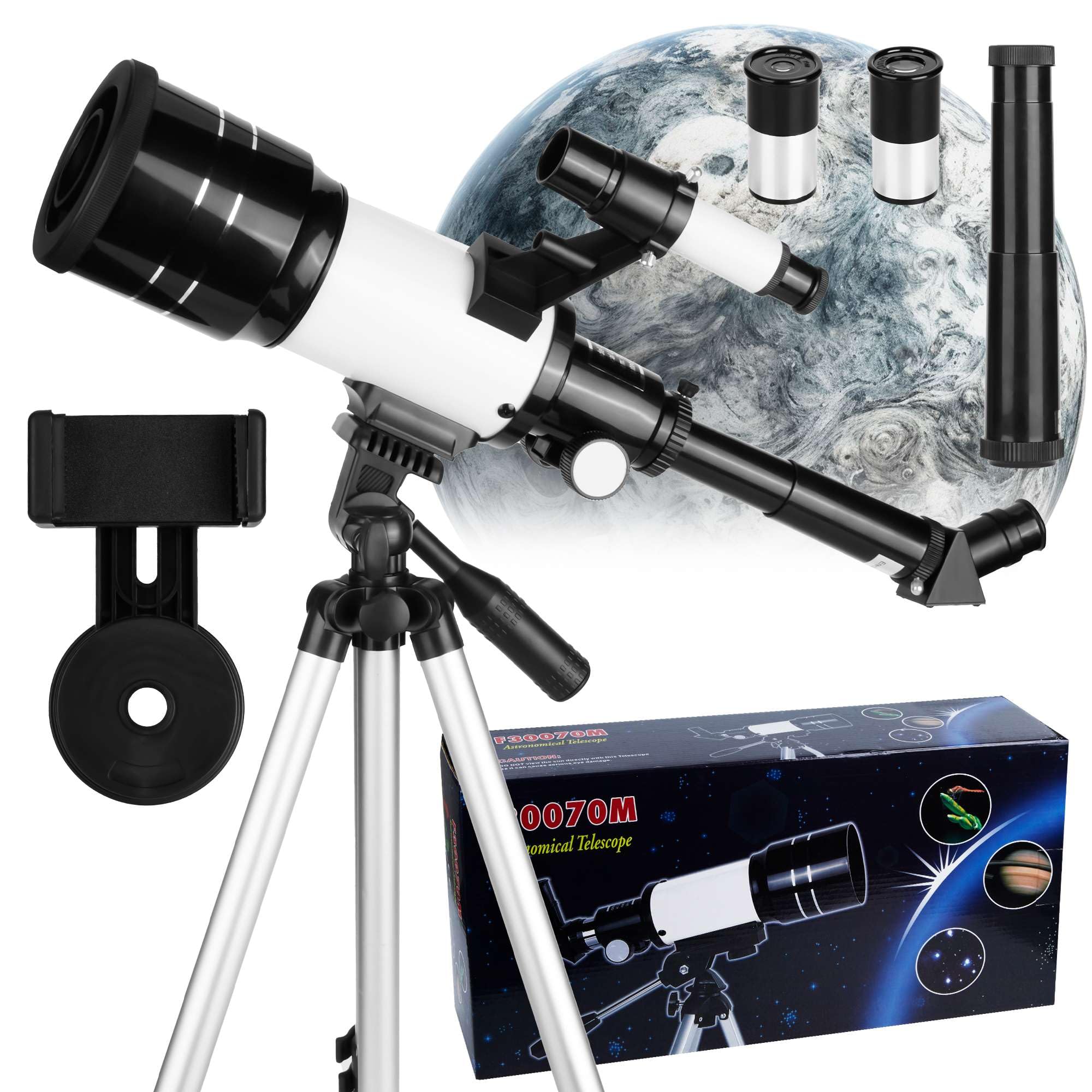 Beginner-Friendly 70mm Astronomical Telescope with 300mm Focal Length, Up to 150X Magnification - Ideal Gift for Adults and Kids with a Passion for Space Exploration