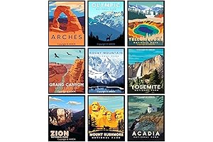 9 Pcs Vintage National Park Posters,National Parks Art Prints