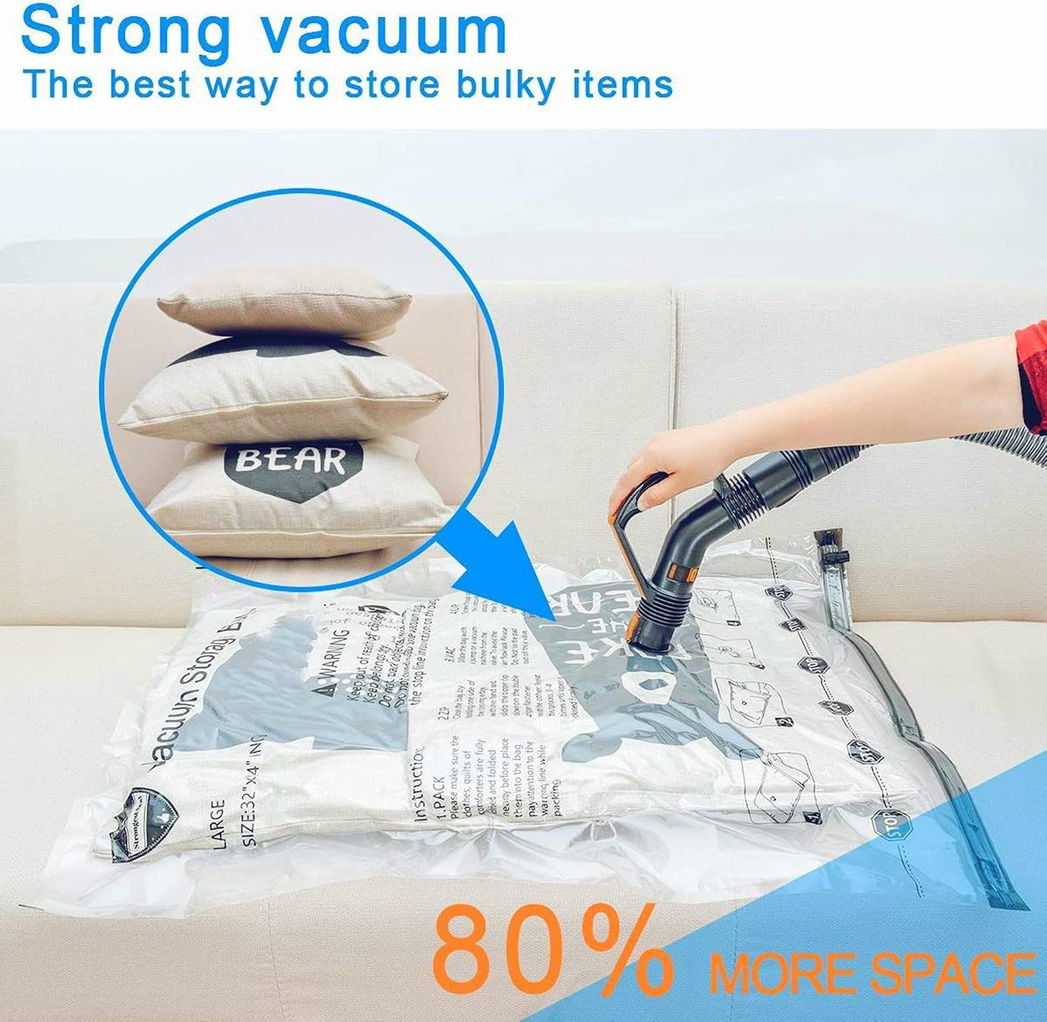 Space Saver Bags (3 Jumbo, 3 Large, 3 Medium) Vacuum Storage Sealer Bags for Blankets Clothes Pillows Comforters with Hand Pump - 9 Combo