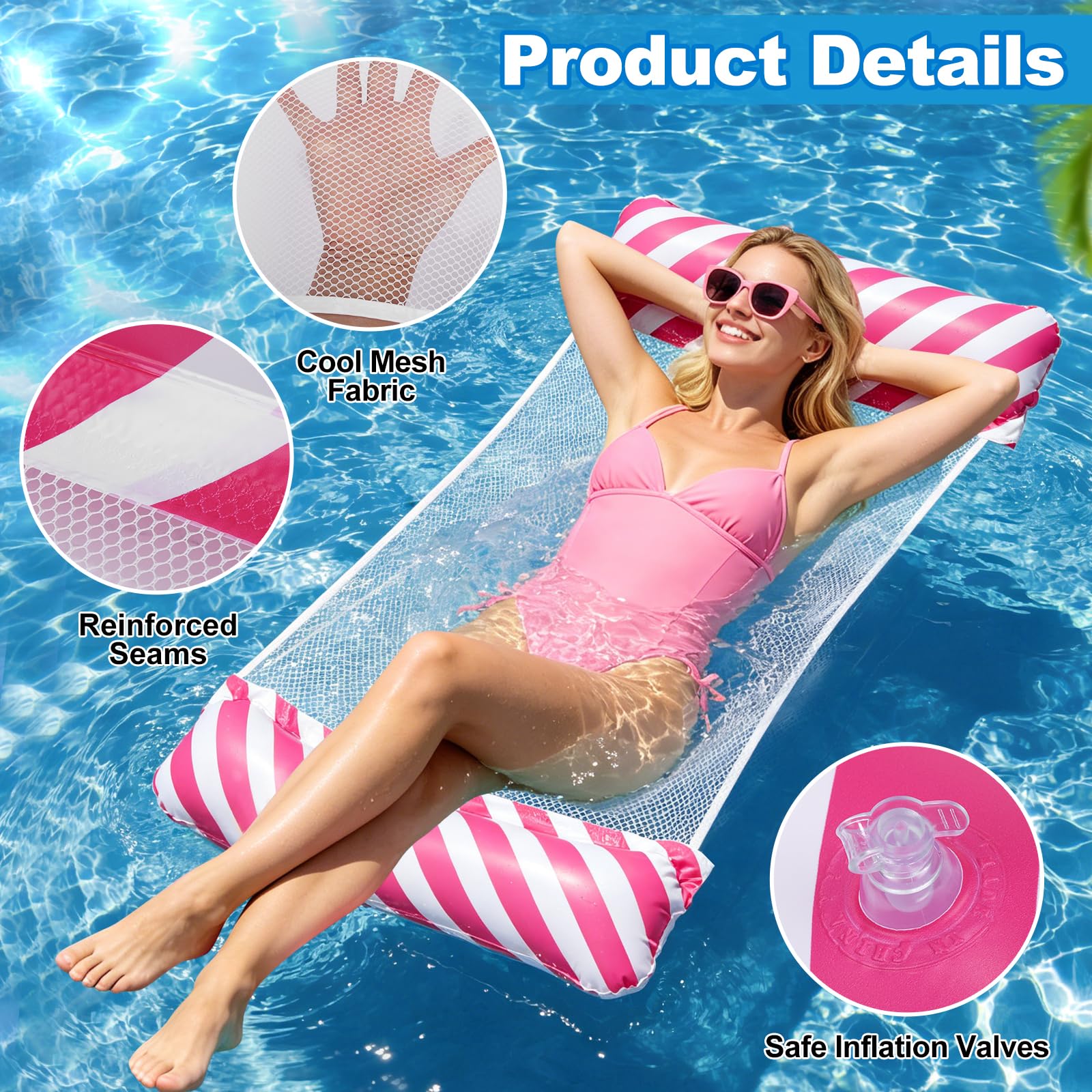 Elidepe Colchoneta Hinchable XL 4 En 1 Para Piscina | Hamaca De Agua Y Sillón Con Red Para Relajarte