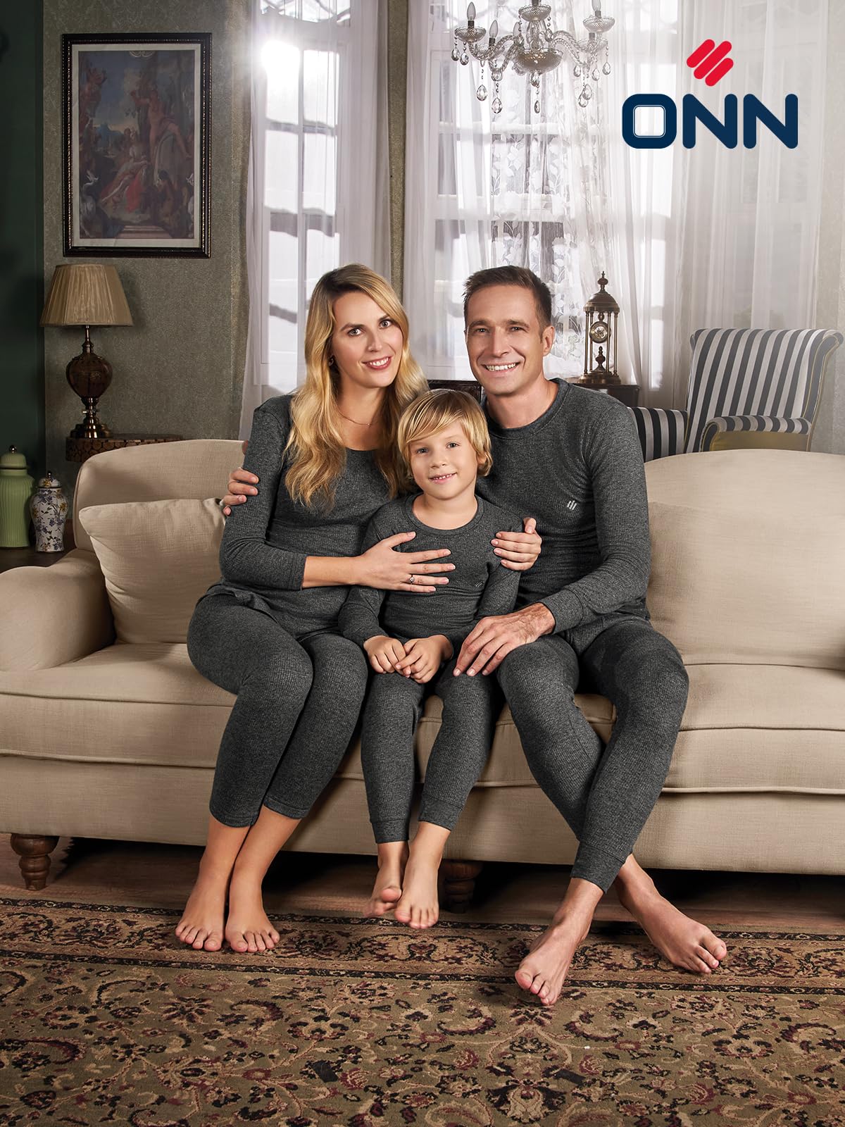 ONN Solid Black Melange Premium Thermal Lowers/Bottoms for Kids Boys (5-6Y) - Image 9 thumbnail