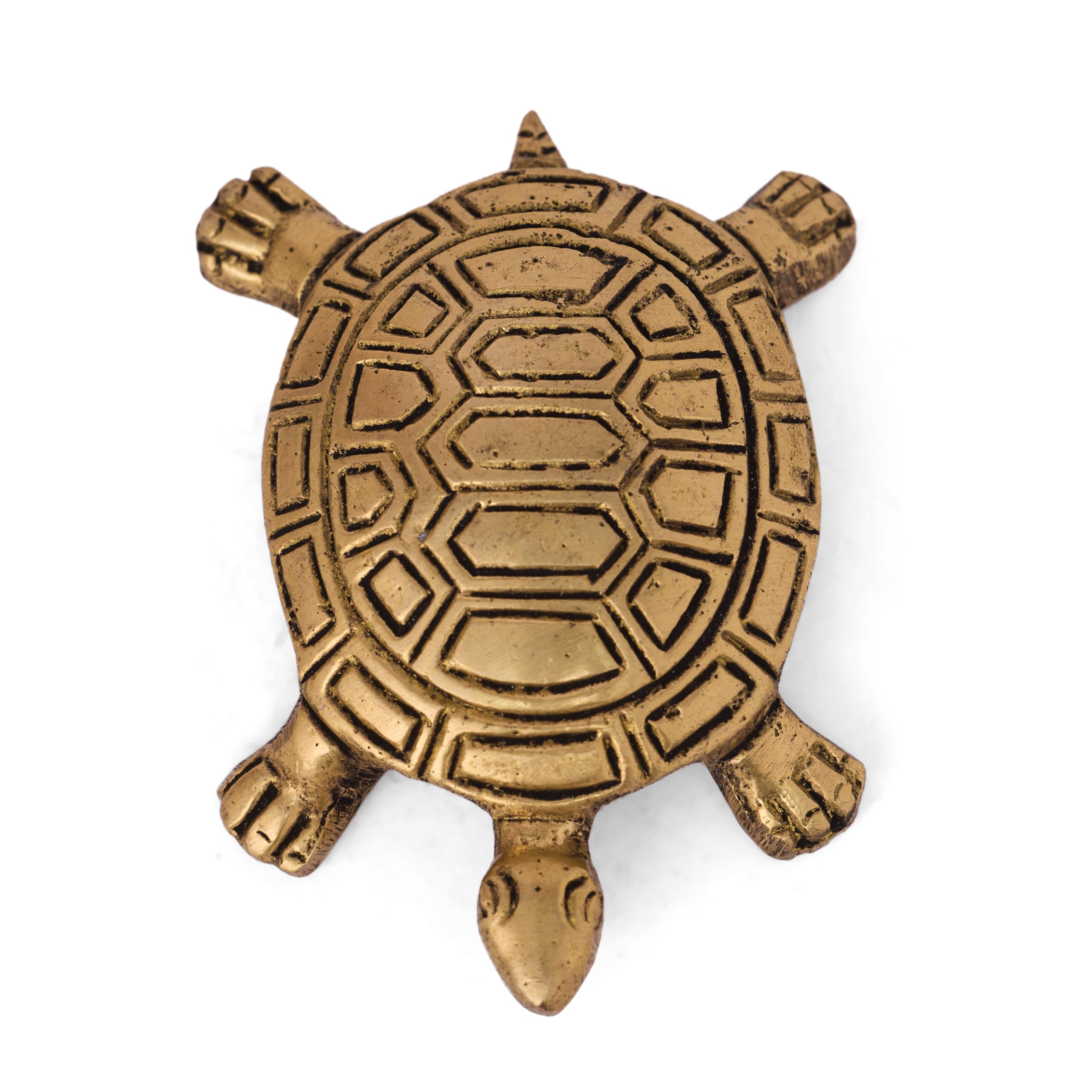 GURU JEE™ Brass Tortoise Small Statue for Good Health, Longevity and Happiness Indian Art Feng Shui Turtle for Home Office Temple Religious Gifts Showpiece