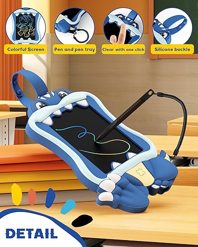 Miniatura 7 de bravokids Juguetes de dinosaurio para niños, juguetes para niños, mochila de 4.5 pulgadas, tablero de escritura para dibujar, tablero de dibujo para