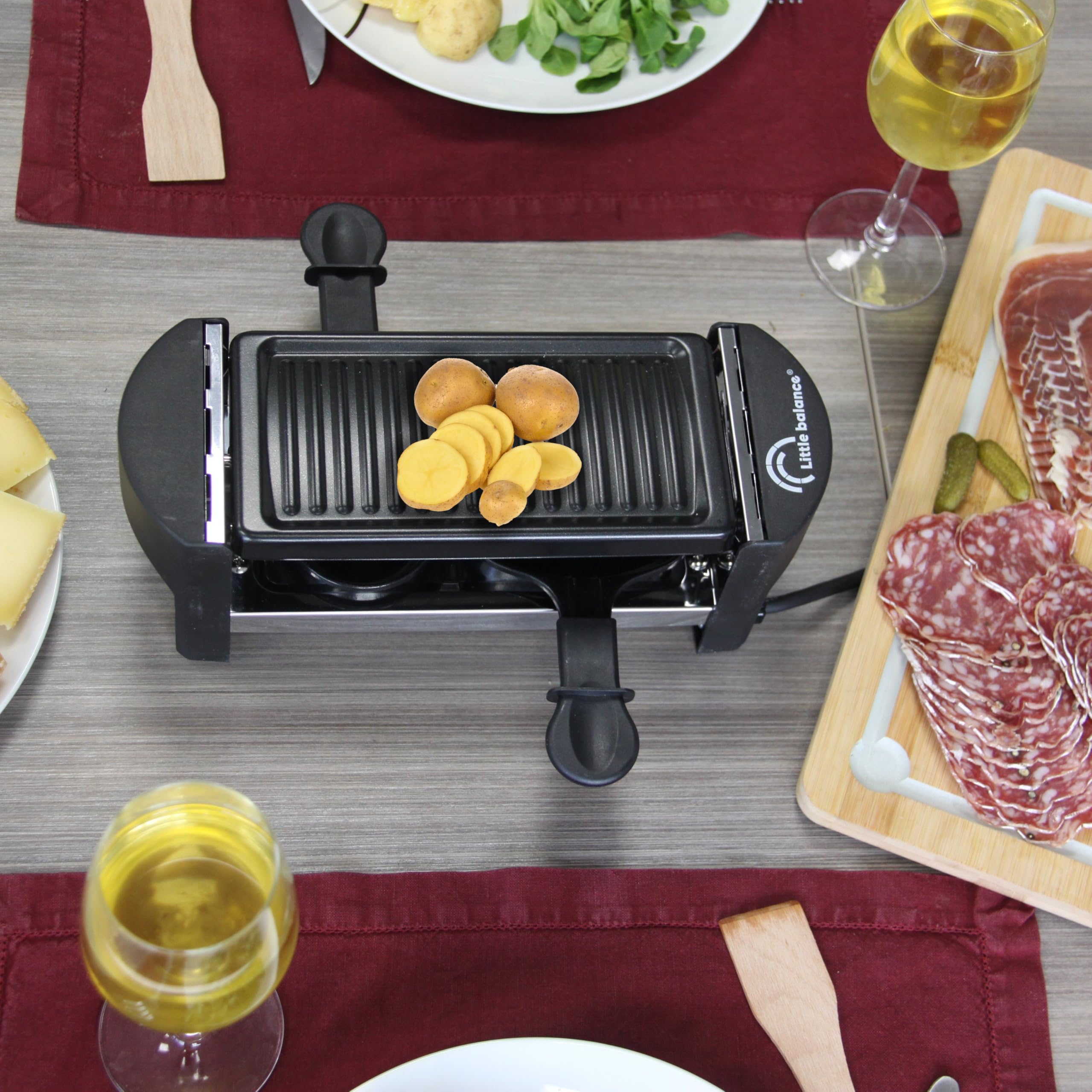 Raclette Grill Little Balance Jura 2 - 320W - 2 Poêlons - Sans PFAS - Noir