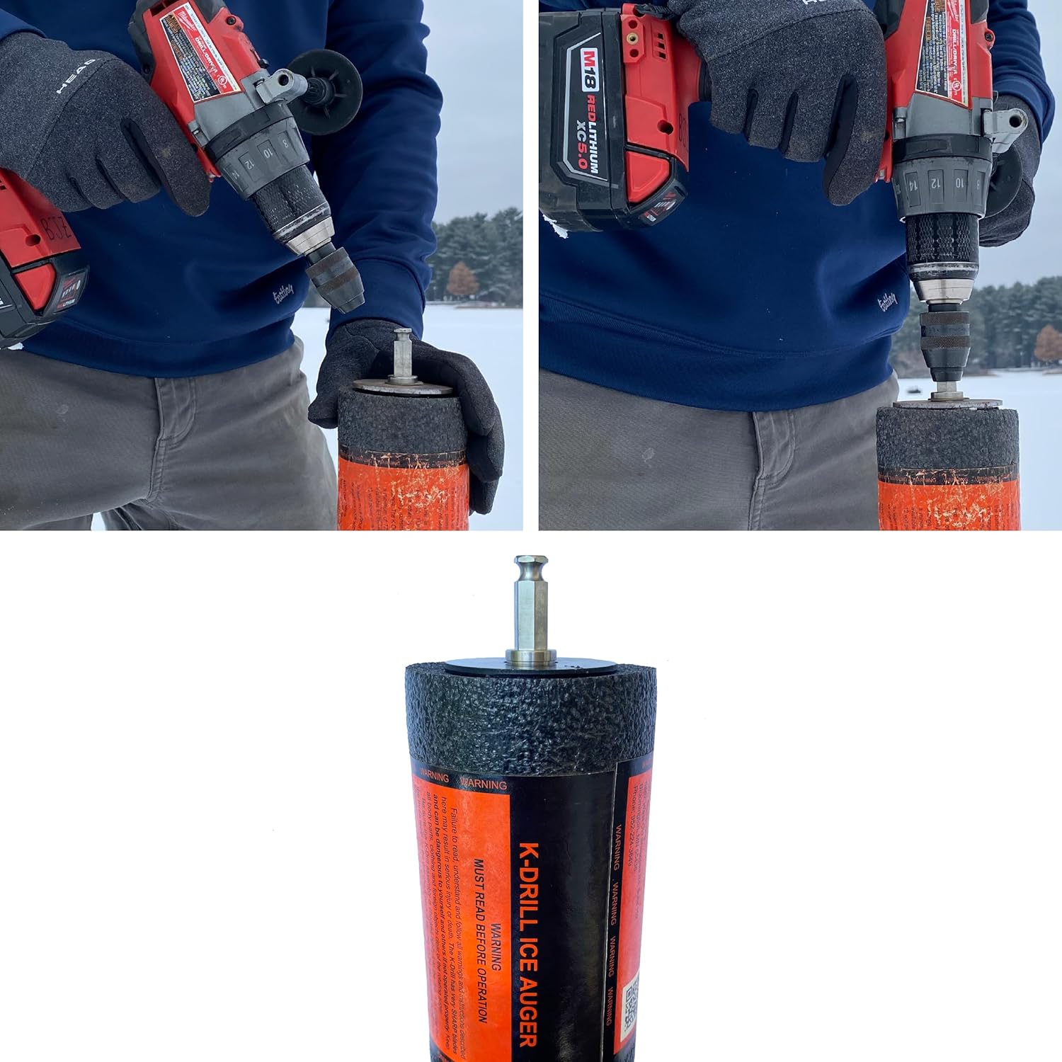 Deep Freeze EZ Auger Connection System- K-Drill -Easily Connect Your Cordless Drill to Your Ice Auger