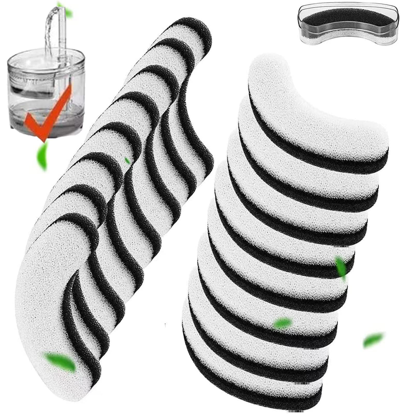 Filtros de fuente de agua para gatos, paquete de 16 filtros de esponja de espuma de repuesto para fuente de agua transparente para gatos, dispensador de agua para perros