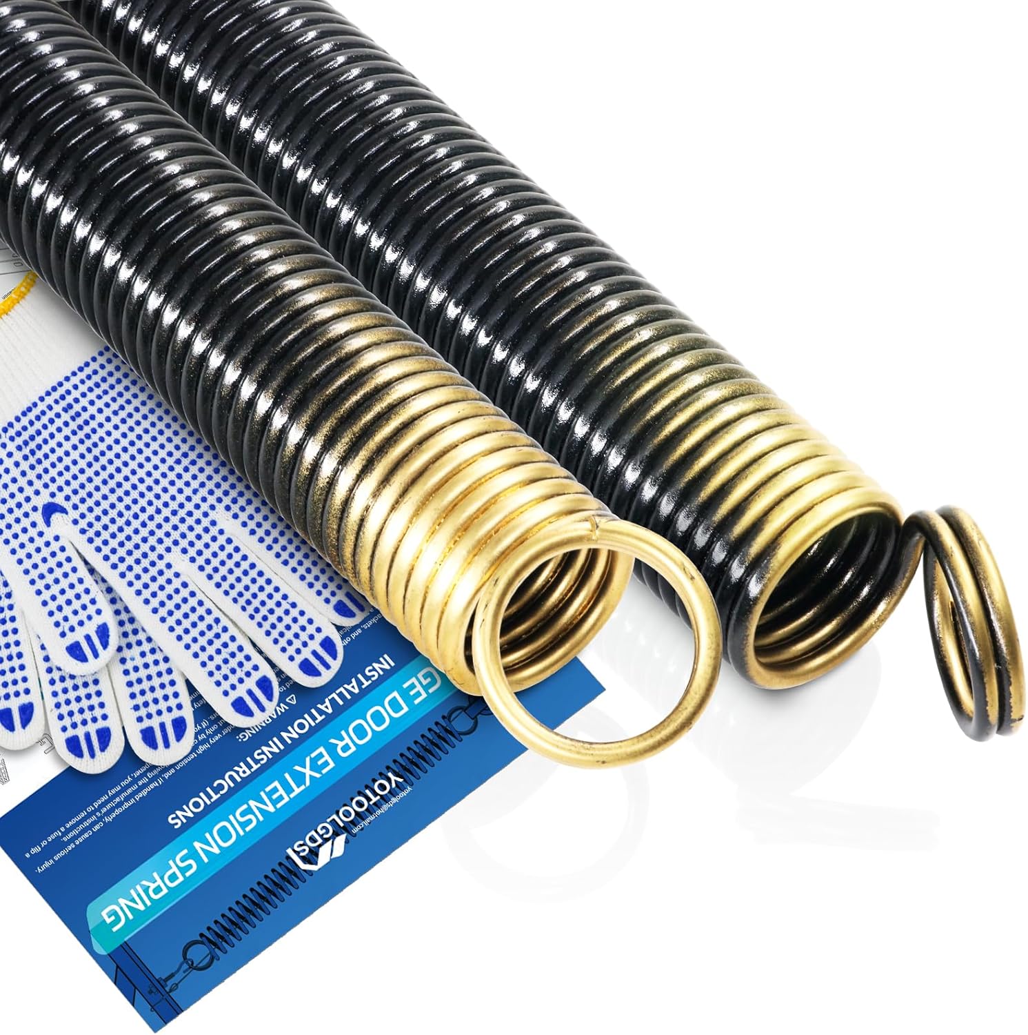 Pair of 180 lbs Heavy Duty Garage Door Extension Springs Stretch Springs, 25” Long, Double Loop Ends, High Precision Electrophoresis Black Coated,MIN 16,000 Cycles,for 7ft High Garage Doors