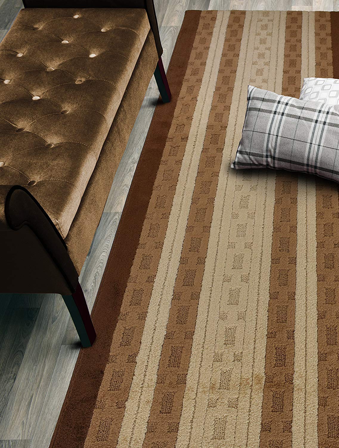 ORFA HOME Custom Size Hallway Runner Rug, Slip Resistant, 26 Inch Wide X Your Choice of Length, Chain Brown, 26 Inch X 23 feet