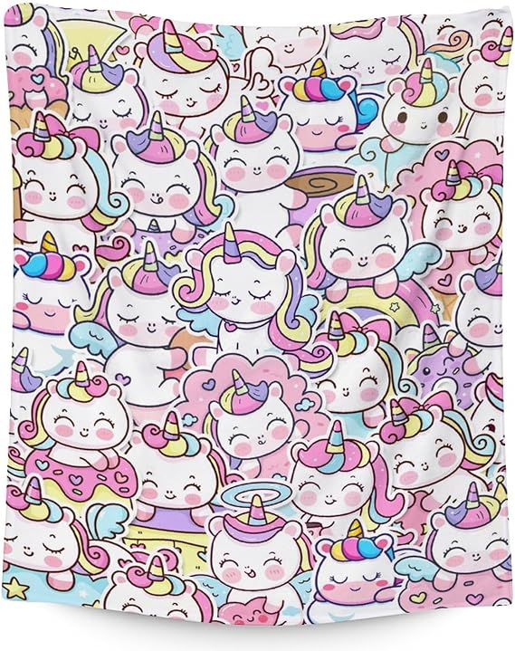 Unicorn Blanket Gifts - 30"x40" Cute Throw for Girls & Women - Pink Soft Fuzzy Blankets for Couch & Office