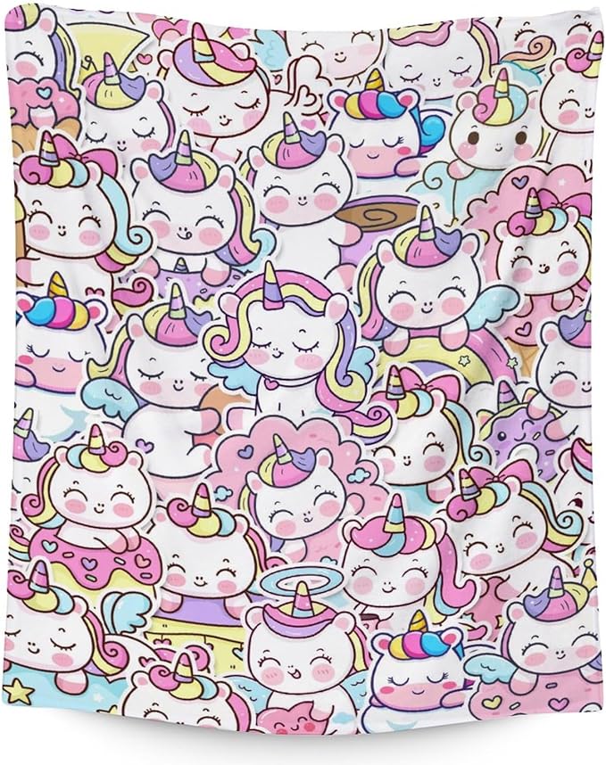 Unicorn Blanket Gifts - 30"x40" Cute Throw for Girls & Women - Pink Soft Fuzzy Blankets for Couch & Office