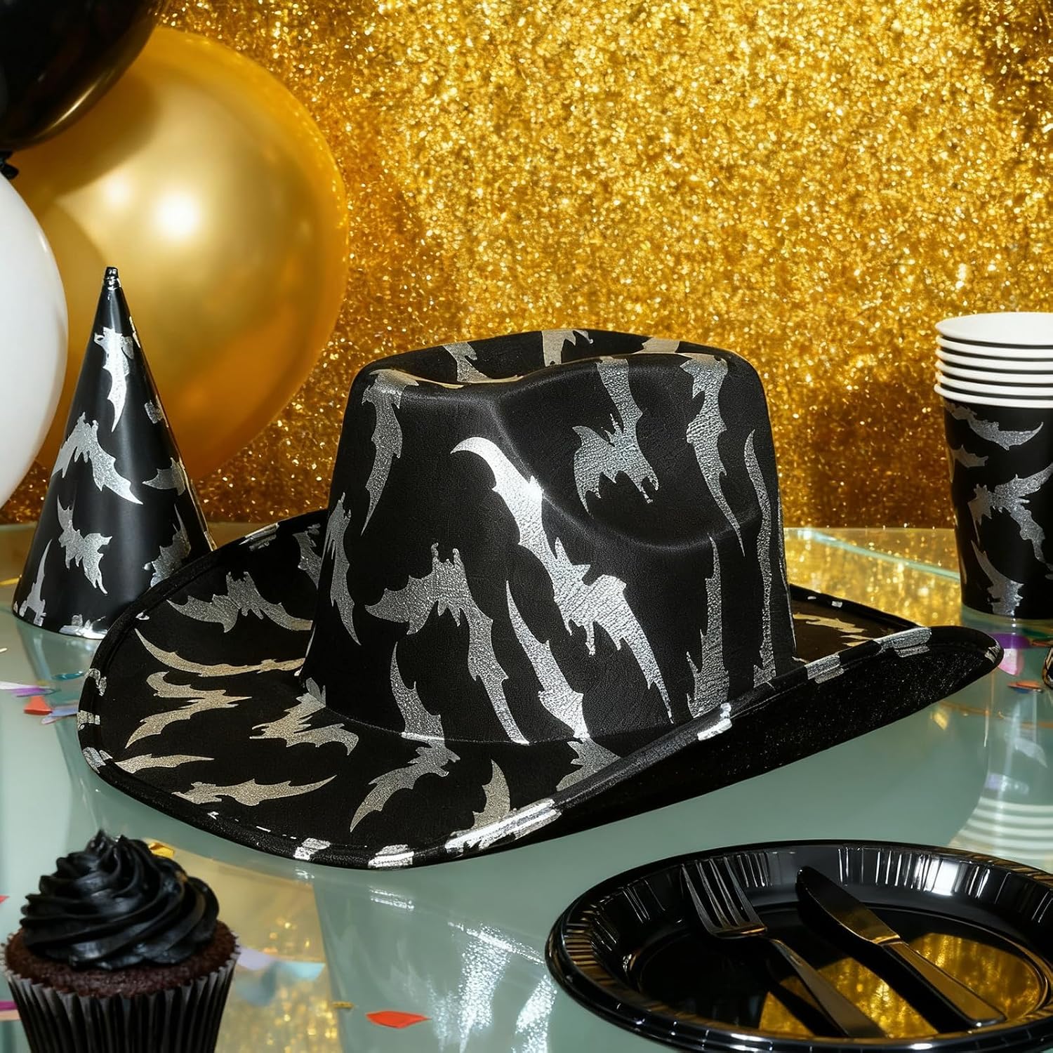 Black Cowboy Hat Cowgirl Bat Hat Costume Funny Hats Cosplay for Adult Party Dress Up