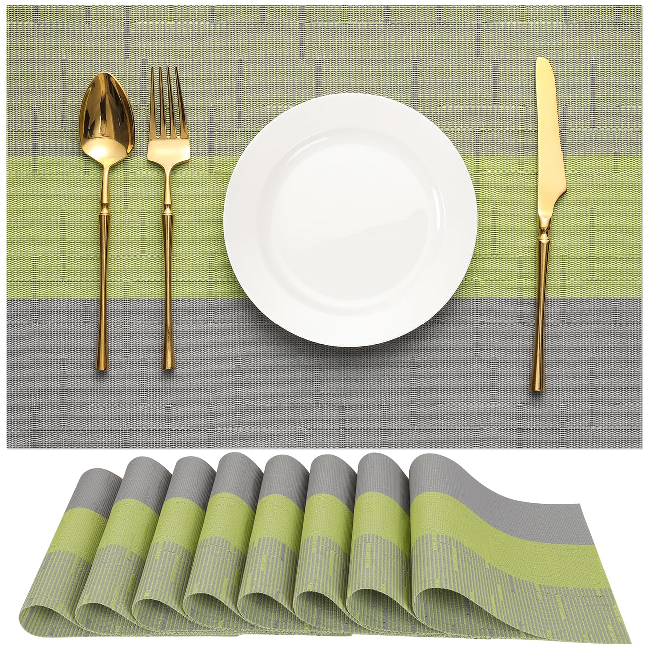 Chitomars Placemats Set of 8, Vinyl Woven Heat-Resistant Place Mats