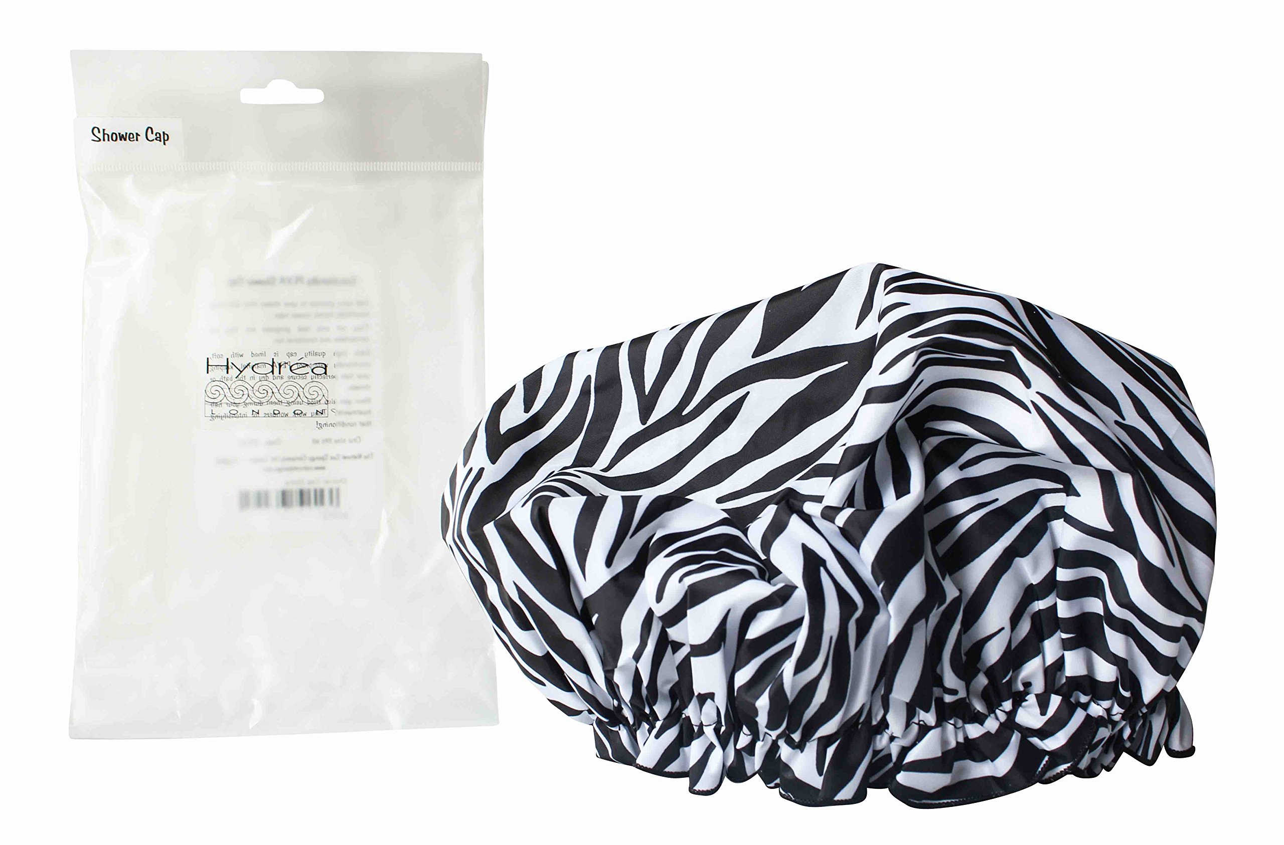 Hydrea London Eco-Friendly PEVA Shower Cap SC01Z Zebra Print Design