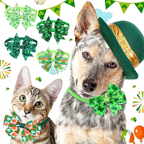 Miniatura 7 de 40 pajaritas para el día de San Patricio para perros gatos corbatines básicos para cachorros accesorios para el cuello del gatito para festivales