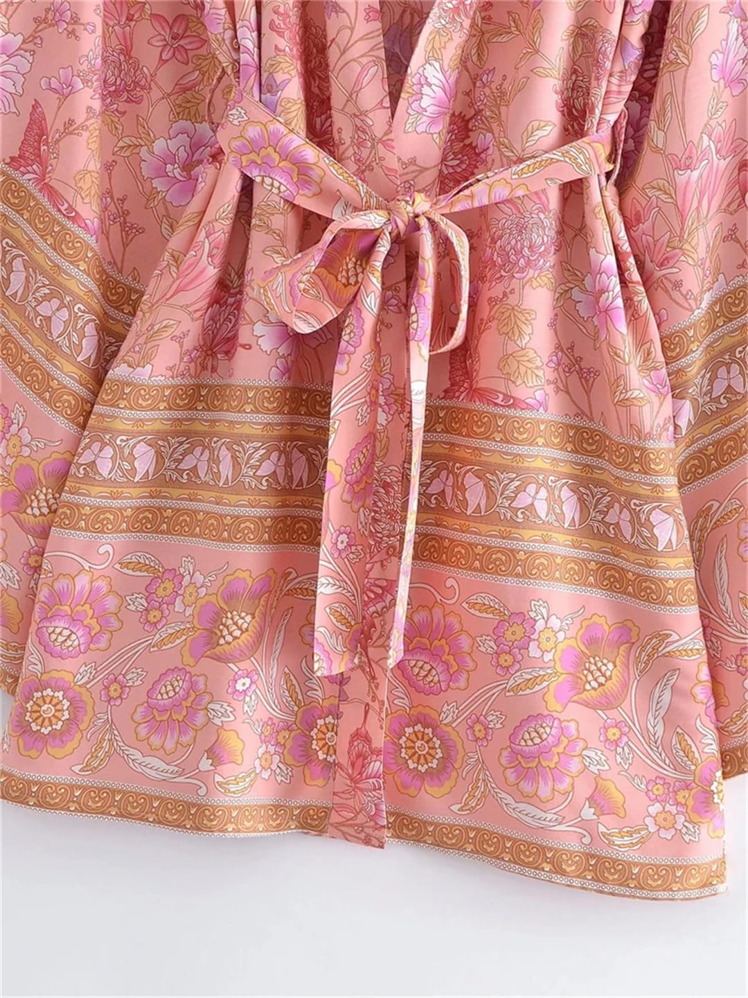 Disimlarl Kimono da donna con stampa floreale, stile bohémien, con maniche a pipistrello, copricostume da spiaggia