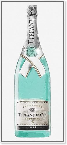 The Oliver Gal Artist Co. Lienzo enmarcado para pared con texto en inglés "Priceless Tall Champagne Home Décor, 16.0 x 36.0in, azul, gris