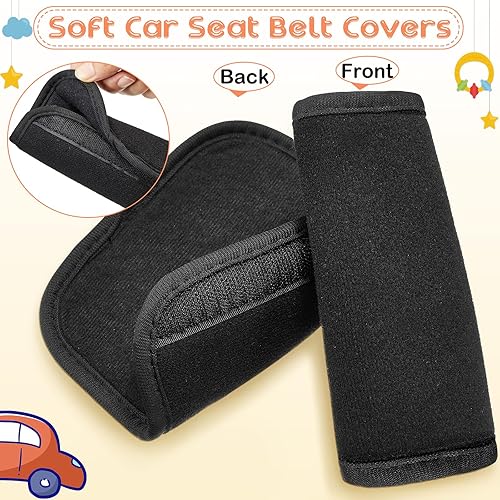Miniatura 4 de 6 fundas de correa de asiento de coche para bebé, fundas suaves para cinturón de seguridad para niños, correas de asiento de automóvil, almohadillas