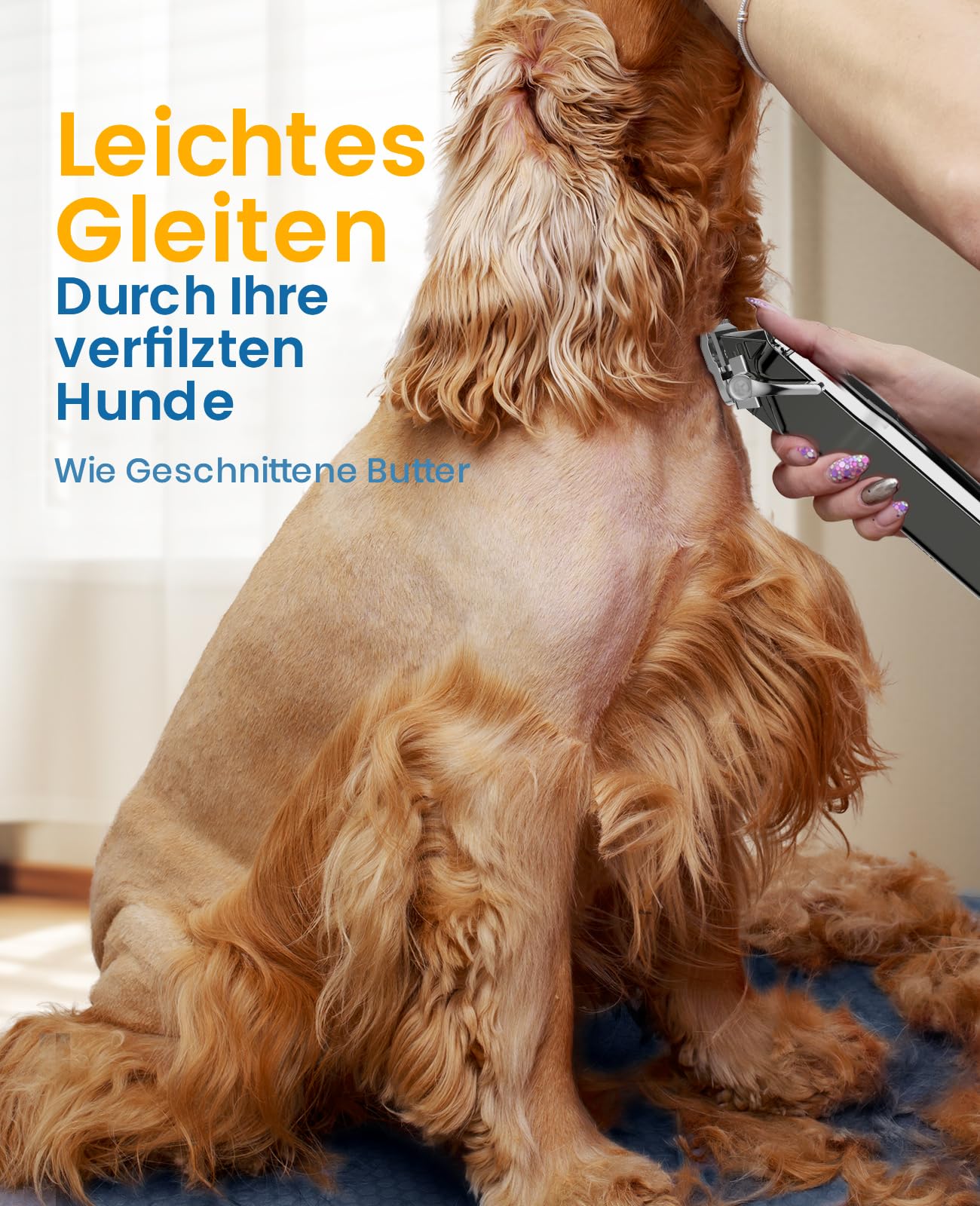 oneisall Hundeschermaschine für dickes Fell geräuscharmer wiederaufladbarer kabelloser Haustierrasierer Edelstahlklinge wasserdicht
