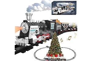 Electric Train Toys with Smokes, Lights & Sound | Classic Train Set for Kids