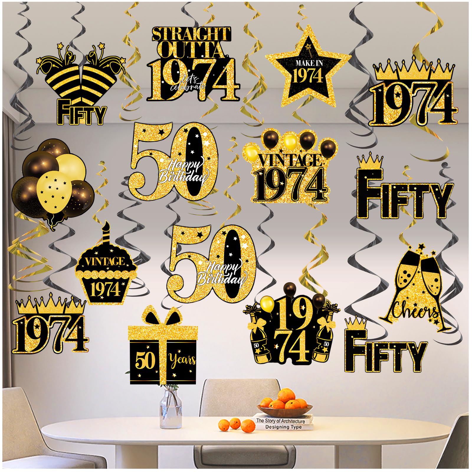Theme Party Supplies 30 40 50 Birthday Party Spiral Hanging Decoration Hanging Decoration. (50 years old)