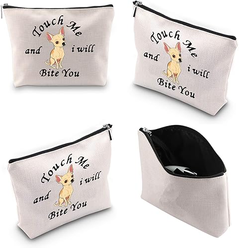 Miniatura 6 de WCGXKO Chihuahua Lover Gift Funny Chihuahua Theme Zipper Pouch For Chihuahua Mom Touch Me And I Will Bite You, Te muerde chihuahua
