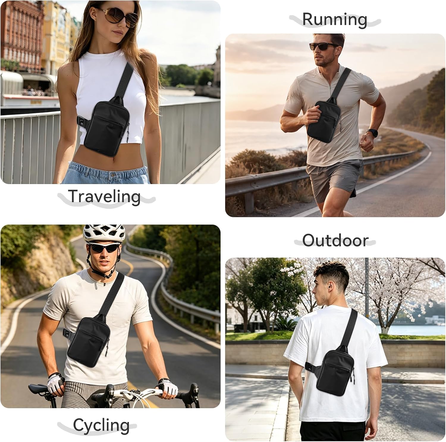 XIEEAOZEE Waterproof Anti theft Crossbody Sling Bag EDC Small Chest Bag for Men Travel Running Workout
