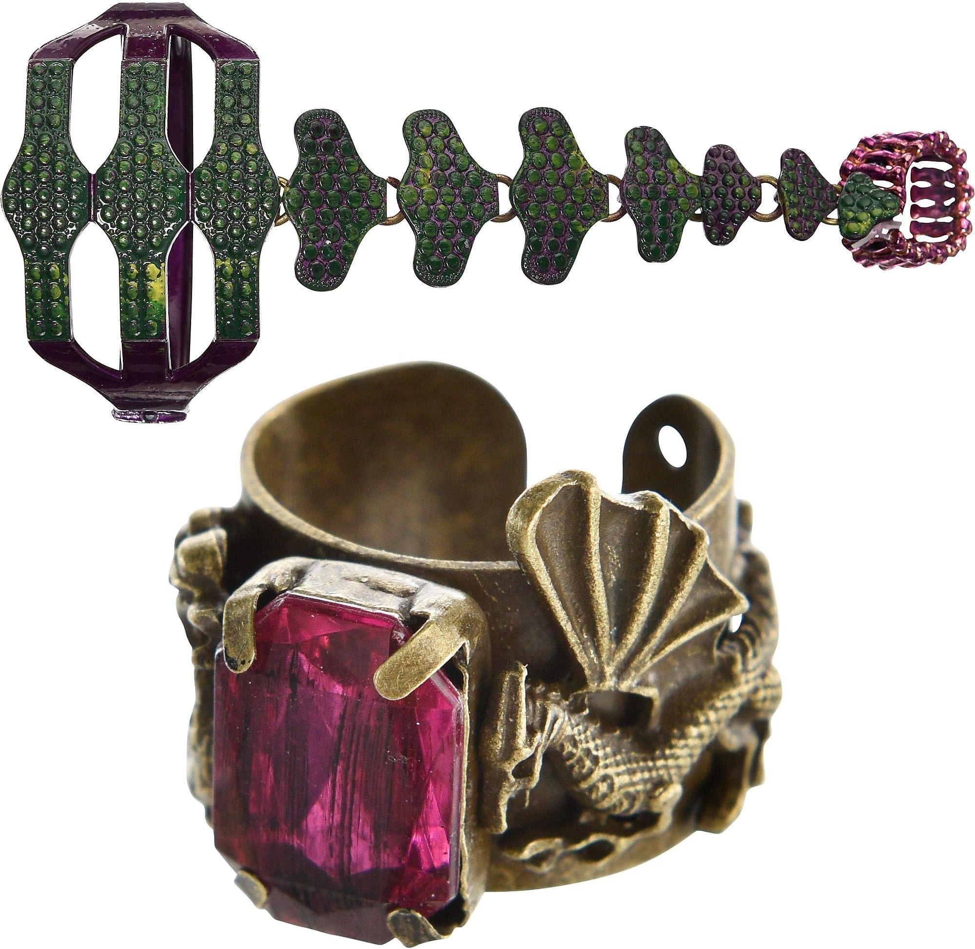 Party CityDescendants 3 Mal Jewelry Halloween Accessories, Includes Dragon Ring with Rhinestone and Bracelet with Ring