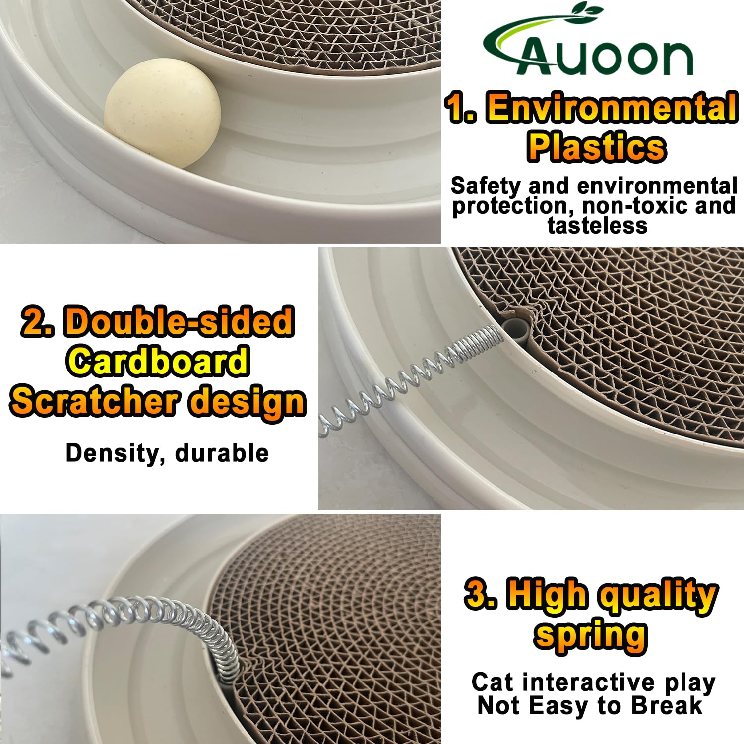 AUOON Juguete rascador para gatos, juguete para gatos, almohadilla para rascar, juguete para rascar, almohadilla de poste de entrenamiento interactivo, juguete de ratón con pelota (batido de leche)