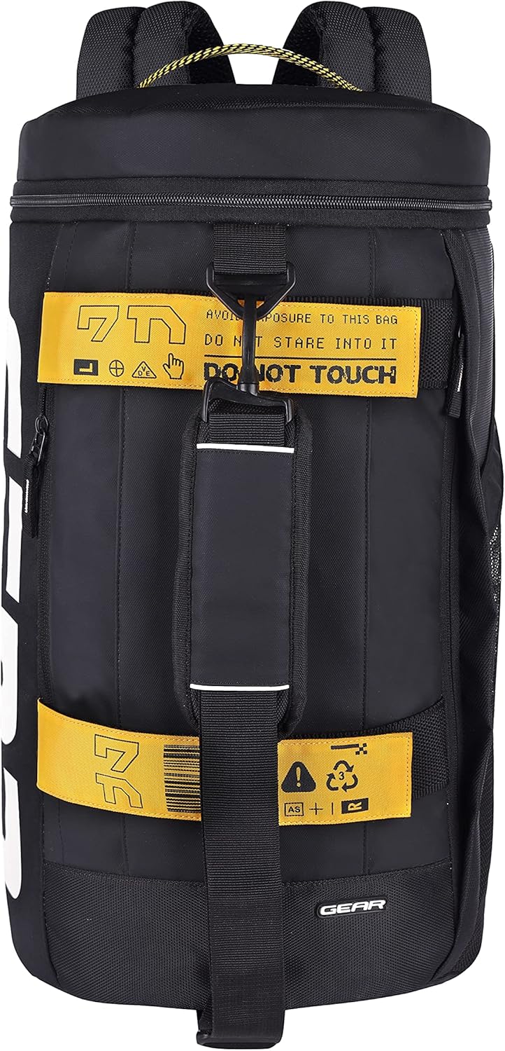 Gear Statement Maxis DuffelcumBackpack 33 Ltrs BlackYellow Travel Duffle for Gym, Biking
