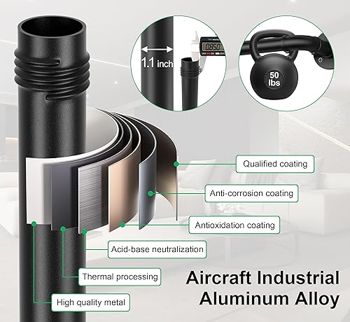 Miniatura 4 de Barras de cortina industriales negras para ventanas de 48 a 84, barra de cortina opaca para exteriores, barras de cortina envolvente de servicio
