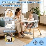 Chaise haute bébé, Chaises hautes pour bébés et tout-petits, Siège à manger portable avec plateau alimentaire réglable & repose-pieds, chaise d'alimentation pour bébé compacte, chaise haute pour les enfants 2 Bébés bib, 5-Point Harnais, facile à nettoyer