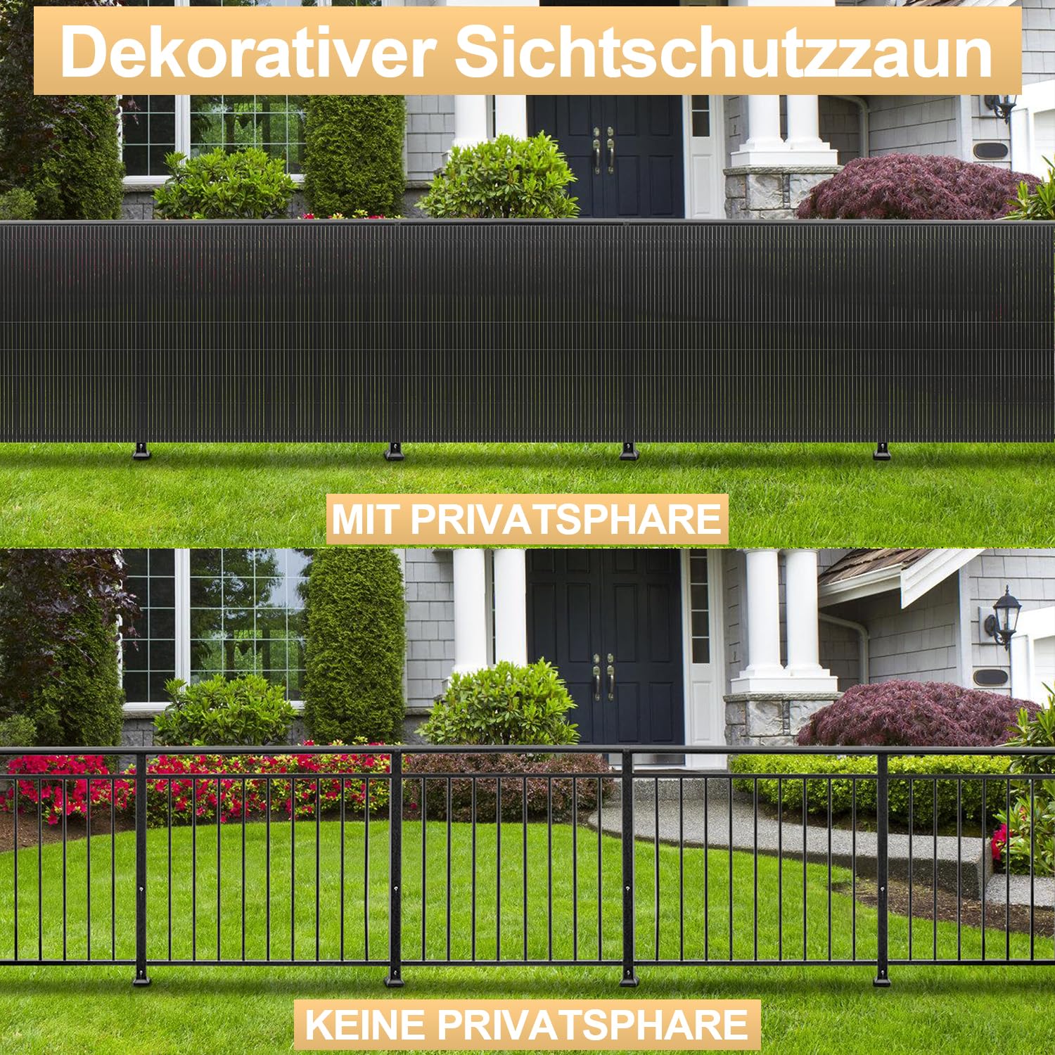 Gimisgu Lot de 2 clôtures brise-vue en PVC - 90 x 300 cm - Structure en W - Renforcement intérieur - Revêtement de balcon standard - Protection contre le vent - Sans perçage - Pour balcon, jardin