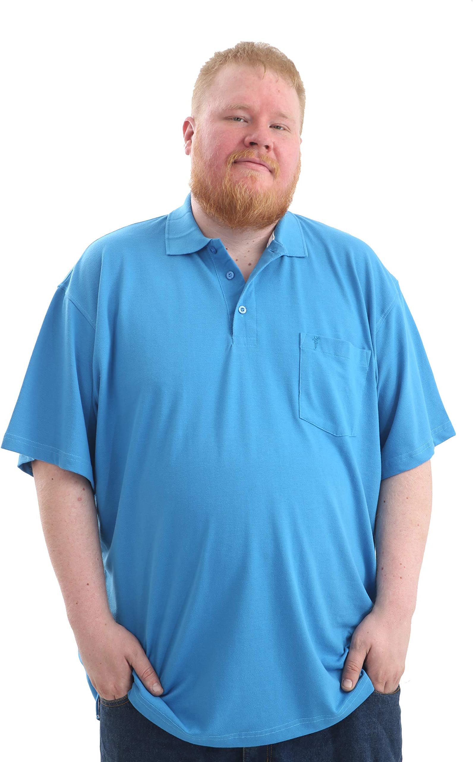 Big and Tall Size Plain Polo with Chest Pocket Cotton Rich T-Shirt Top Large Size Fit
