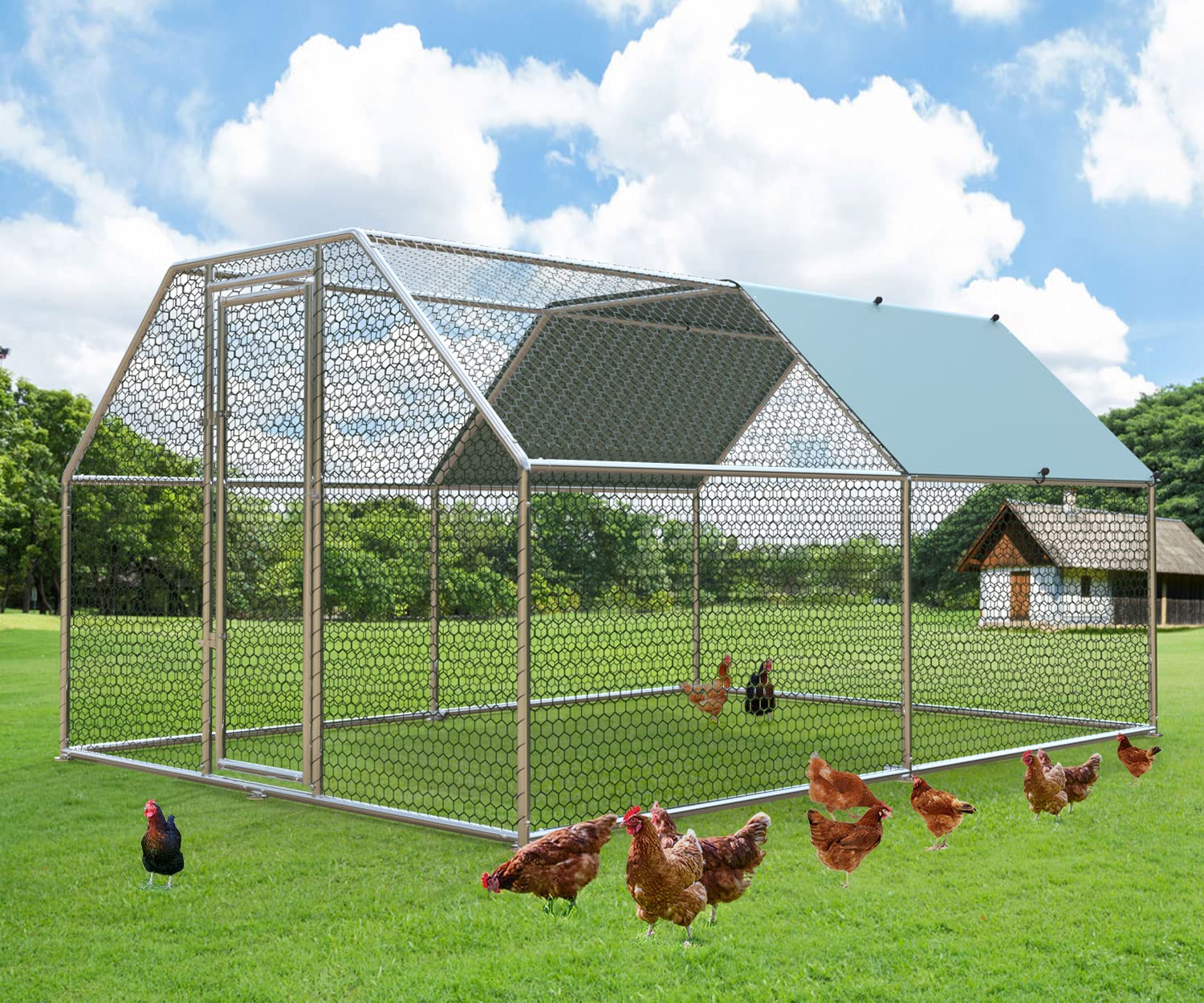 Buy Large Metal Chicken Coop Run Walkin Poultry Cage Chicken Run House