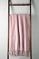 Vista 2 de EP Mode Manta de seda de morera con flecos para sofá (rosa camafeo)