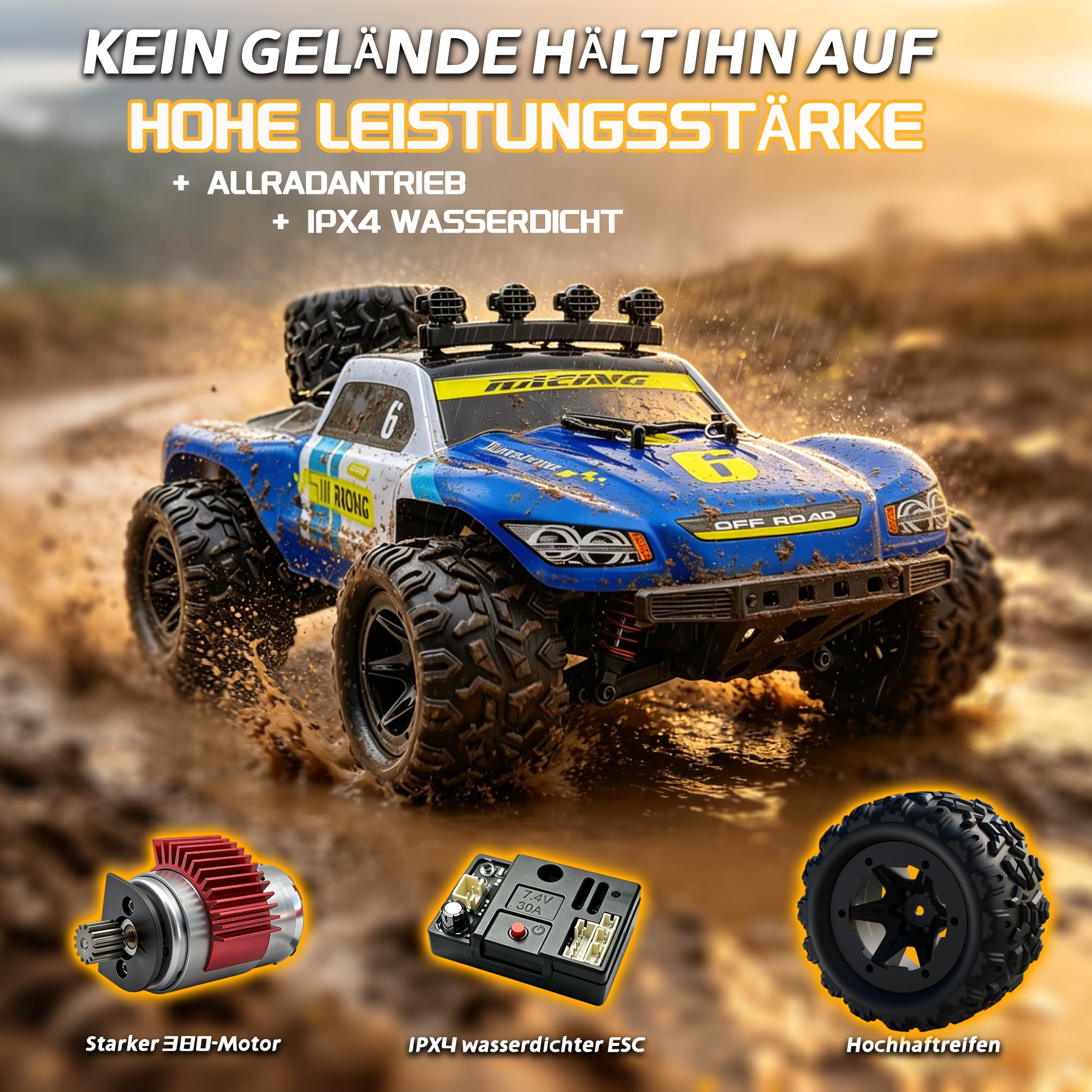KF19 RC auto, camion radiocomandato 1:18, ad alta velocità, 40 km/h, 4 ruote motrici, fuoristrada, 2 batterie, adatto per adolescenti dai 14 anni in su