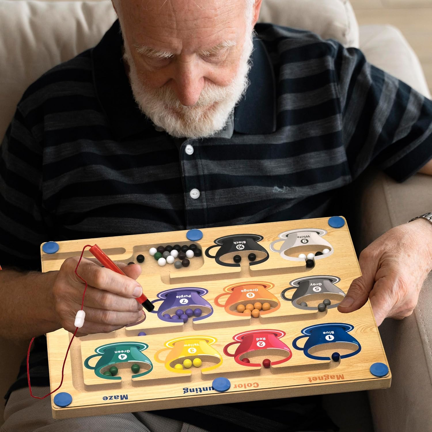 Alzheimers Products for Elderly, Dementia Activities for Seniors, Memory Care Magnetic Color & Number Matching Alzheimers Games for People with Parkinsons, Fidget Sensory Cognitive Gift Maze Board