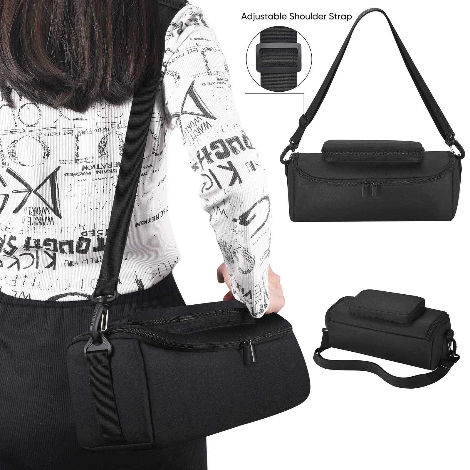 Housse Coque Étui pour Sony SRS-XB43 Extra Bass Haut-parleur portable sans fil étanche,SRS-XB43 Sac à bandoulière robuste,pochette de rangement supplémentaire pour chargeur,câble,accessoires