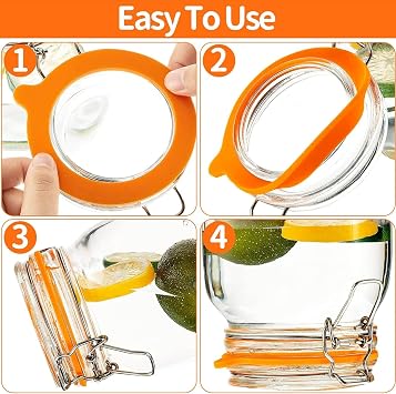 12 Pcs Replacement Silicone Gasket Seals for Jars, Glass Jar Rubber Seals Leak Proof Gasket Airtight Seals Ring Jar Rubber Seals for Mason Jar Lid Regular Wide Mouth Glass Jars Glass Clip Top Jars