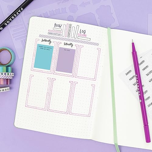 Miniatura 6 de PAPERAGE Cuaderno de puntos lavanda 160 páginas mediano de 57 x 8 pulgadas papel grueso de 100 GSM tapa dura