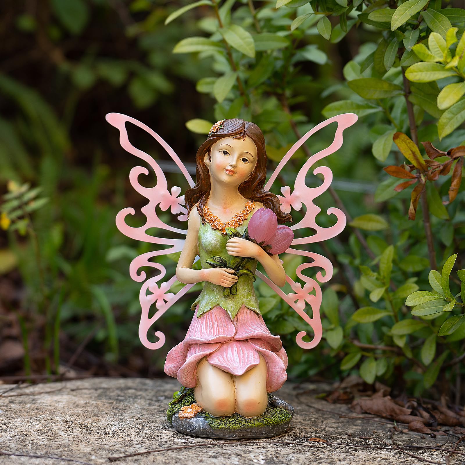 Suyorpe Garden Fairy Decor,Solar Outdoor Statues, Fairy Garden Accessories, Fairy Figurine for Outside Garden Gifts,Resin Ornaments for Patio Yard Lawn,Size8.35 x 4.92 x 10.82 inches
