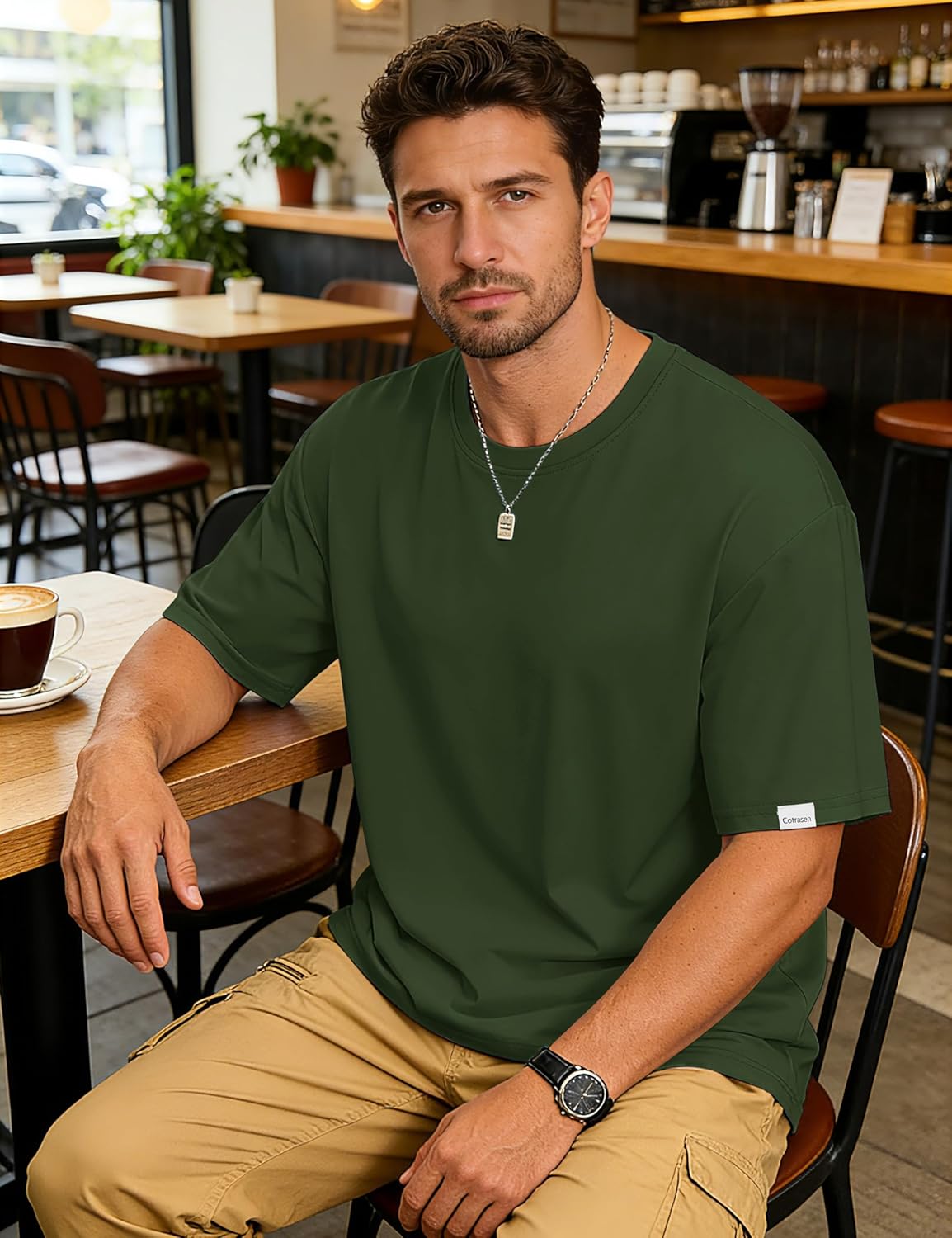 Cotrasen Mens T-Shirts Short Sleeve Cotton Soft Lightweight UPF 50+ Moisture Wicking Cooling Casual Loose Tee Shirts - Image 8