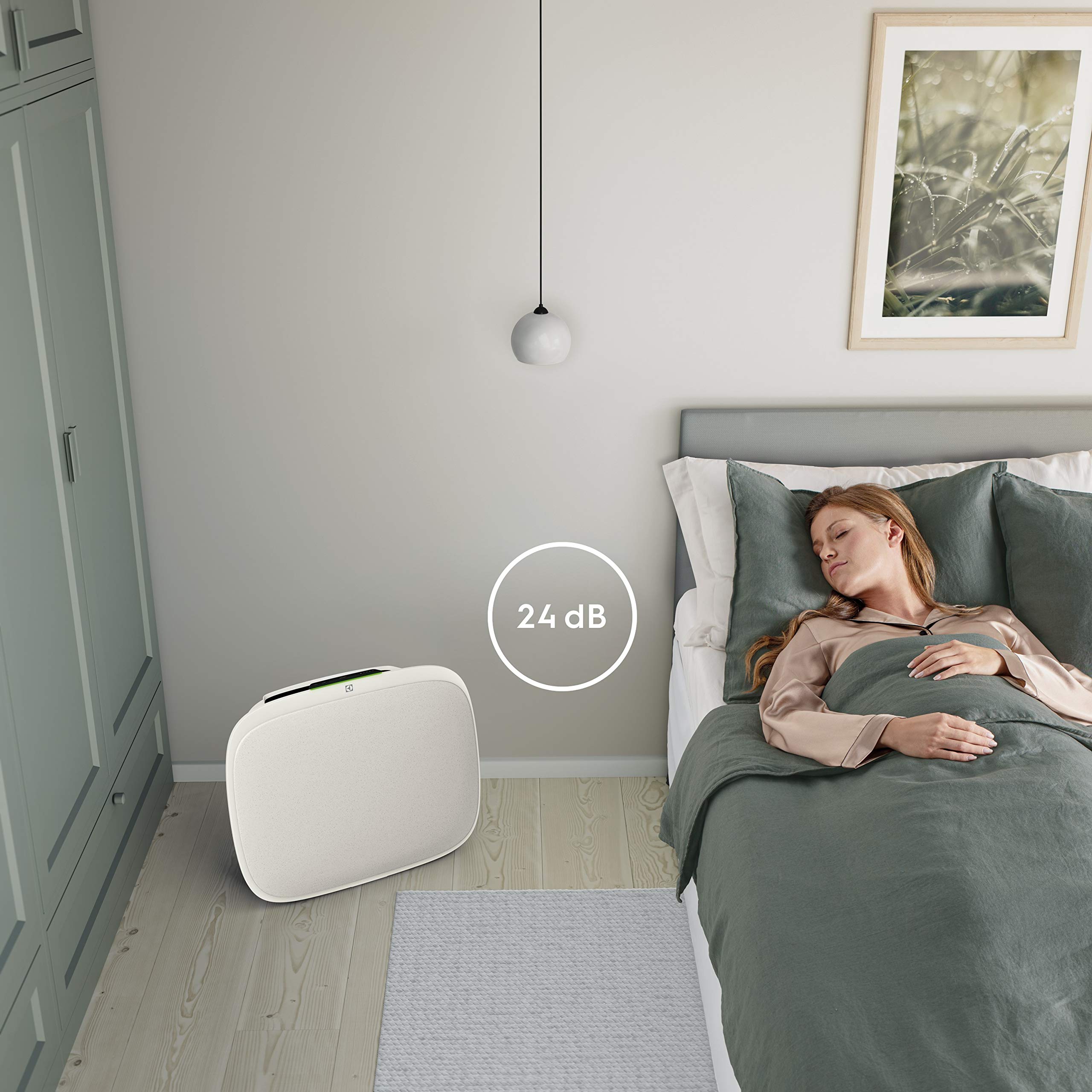 Electrolux Oczyszczacz powietrza Well A5, stylowy i cichy, 24 dB, 66 m2 max, inteligentny i podłączony, certyfikat ECARF "Allergiefreund", automatyczne czyszczenie, WA51-303WT, biały