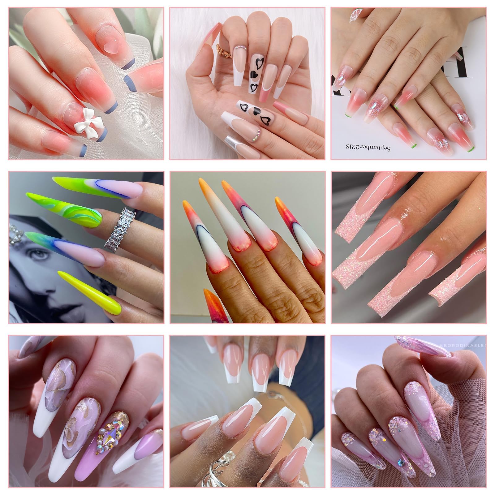 Bandeja de papel de manicura 300 hojas, plantillas para extensión de uñas