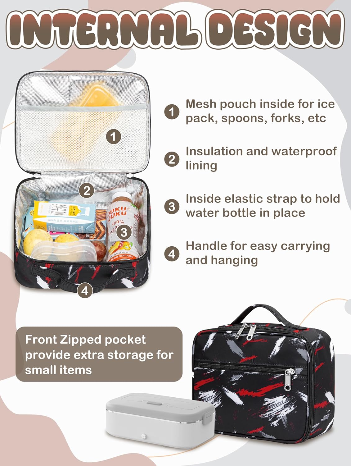 BLUEFAIRY Kids Backpack with Lunch Box for Girls Boys Elementary Primary Middle School Bag with Lunch Bag Set 17 Inch Bookbag Mochilas Escolares para Niñas Niños (Brush Dark, Dark Black) - Image 5