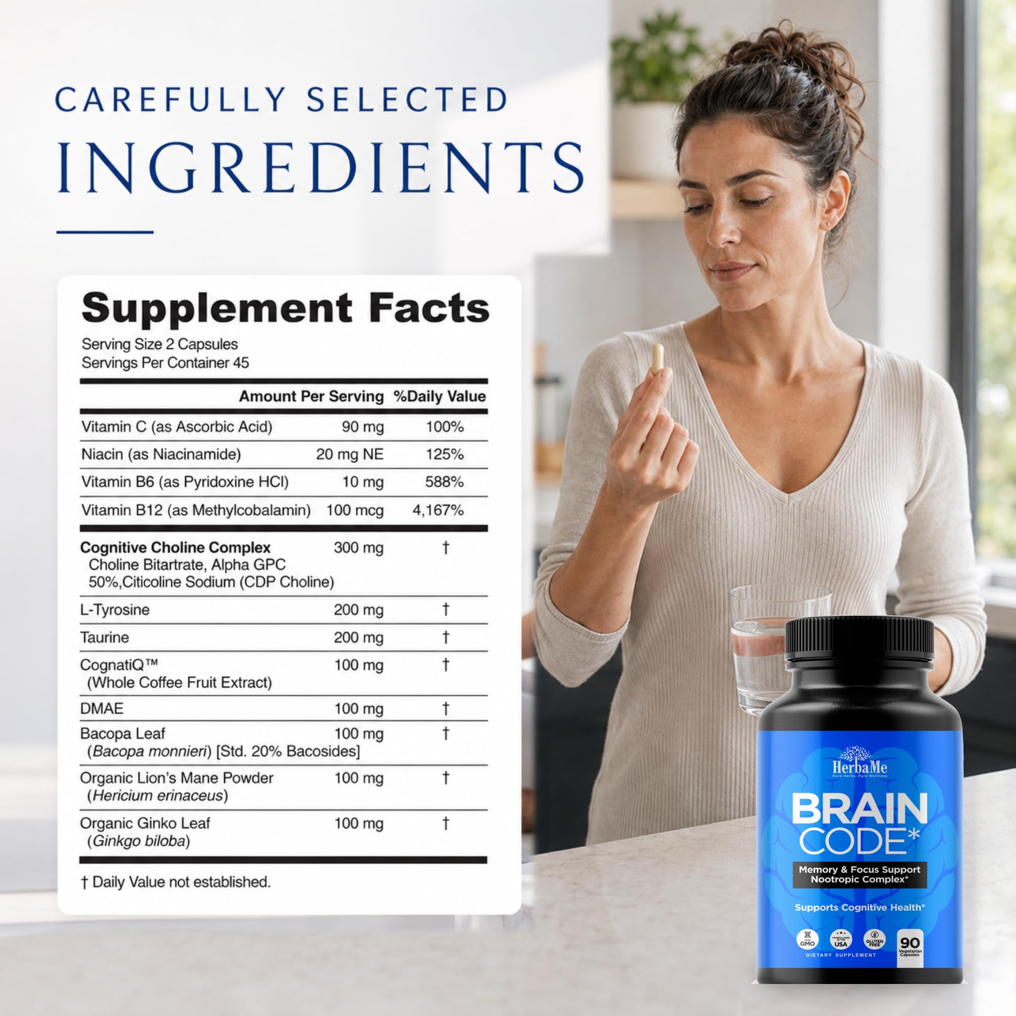 HerbaMe Nootropic Brain Supplement for Memory, Focus & Cognitive Support — Amazon image 8