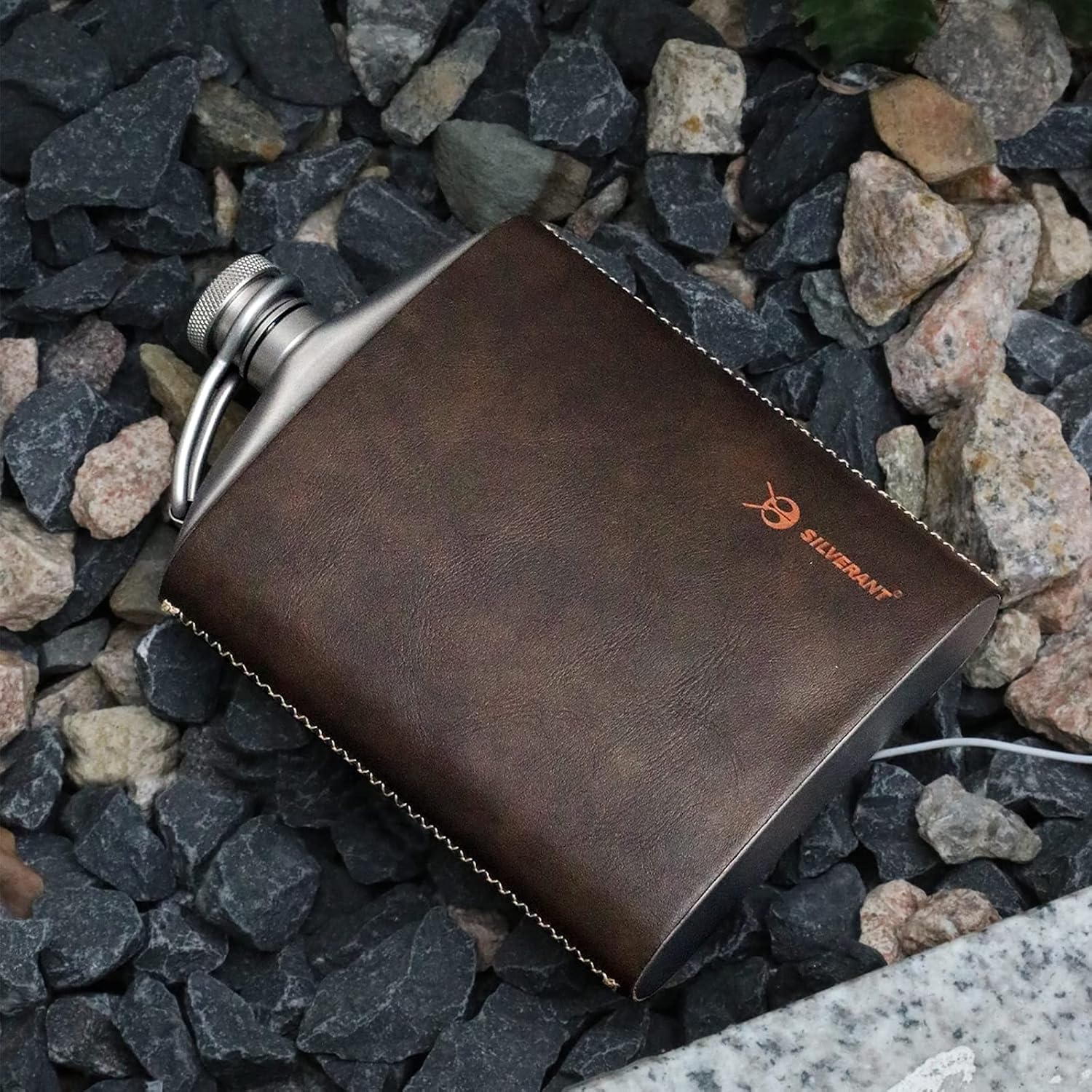 SILVERANT Titanium Ultralight 7.44oz/220ml Hip Flask Canteen- Leather Case image 5