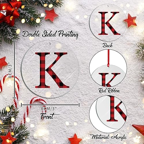 Miniatura 3 de Monograma personalizado con letra K inicial para árbol de Navidad, adorno colgante de invierno, Navidad, vacaciones, Navidad, decoraciones de