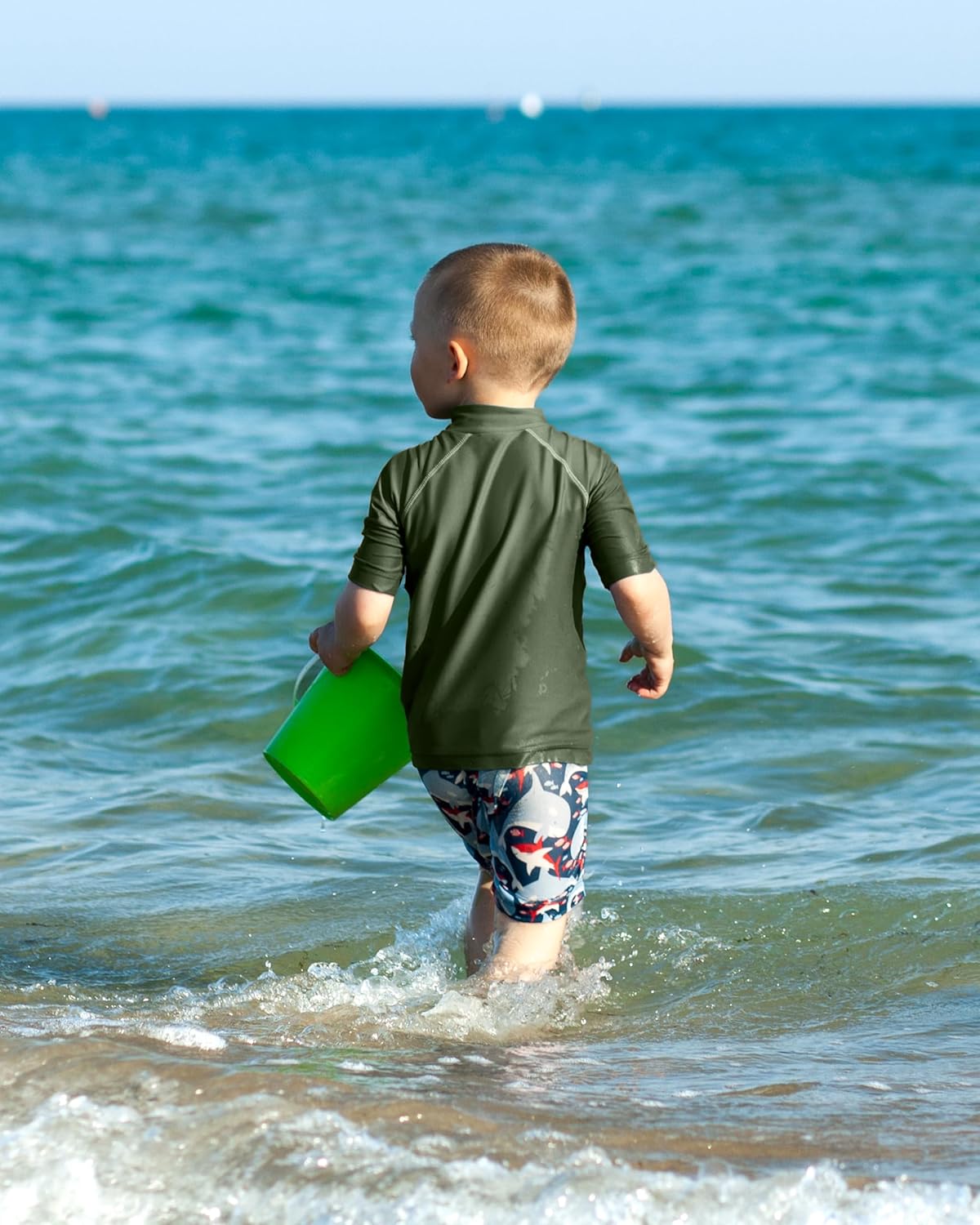 Toddler Boys Swim Shirt Long Sleeve Rash Guard UPF 50+ Sun Protection Shirts for Baby Kids Quick Dry - Image 2