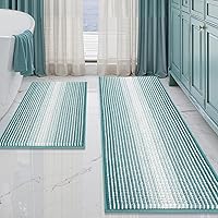 Vista 44 de BSICPRO Juego de alfombras y tapetes de baño, 2 piezas de felpilla gruesa y absorbente, antideslizantes, suaves y peludas para baño, lavables a